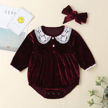 Load image into Gallery viewer, Caroline applique collar velvet baby romper - Milki Rabbit