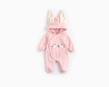 Load image into Gallery viewer, Coco rabbit pink fleece baby bodysuit - Milki Rabbit